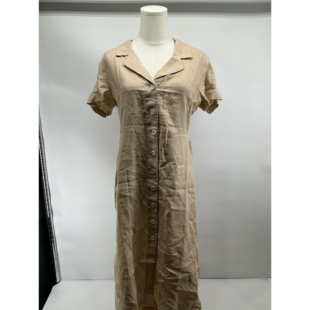 100% European Linen Button Front Dress